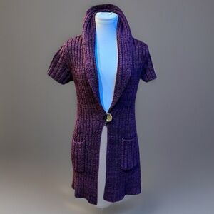 Plum Wine Open Draping Layering Sweater Jacket